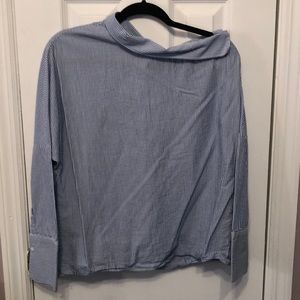 Zara Blue and white pinstripe blouse with buttons